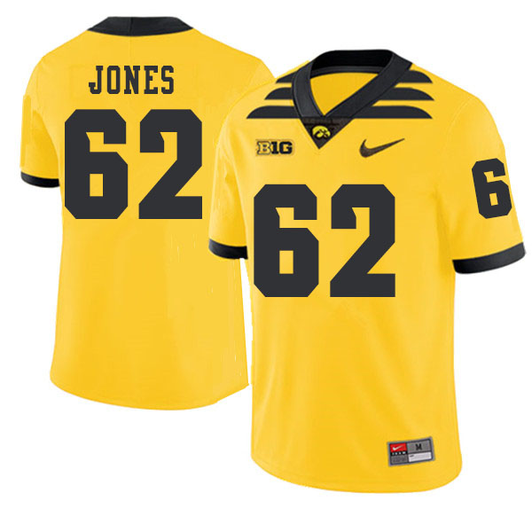 2019 Men #62 Cal Jones Iowa Hawkeyes College Football Alternate Jerseys Sale-Gold